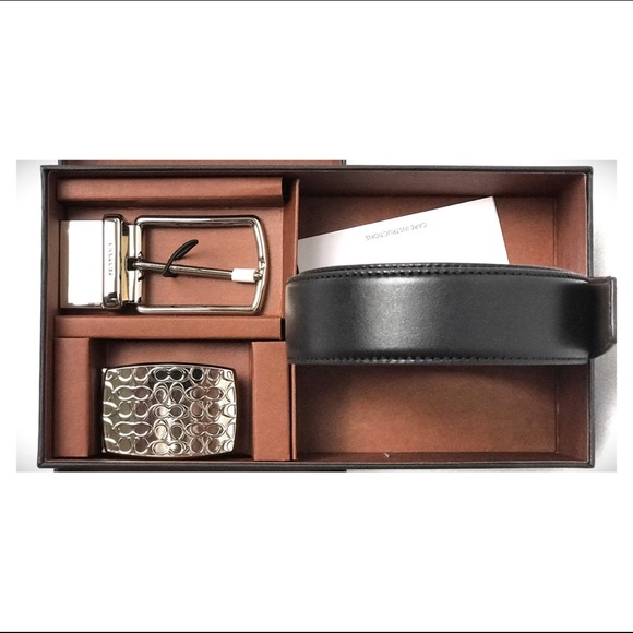 Coach Other - Mens Coach Black Leather Belt Gift Set w/ Buckle